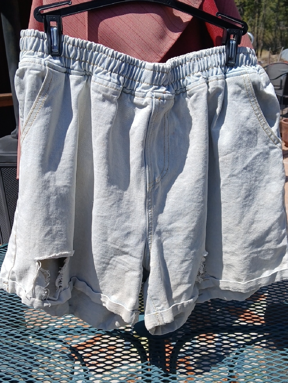 Light Gray Men's Casual Elastic-Waist Denim Shorts